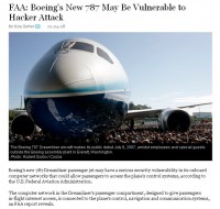 News report on Boeing 787 being vulnerable to hacker attack