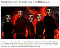 News article on HBGary hack by the Anonymous