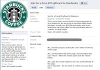 Starbucks scam page on Facebook
