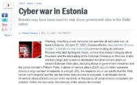 News report on cyber attack against Estonia in 2007