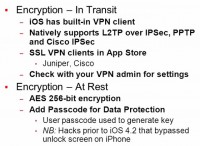 Encryption features built into the iOS