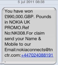 Mobile scam message