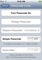 Passcode Lock configuration