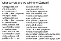 Servers Zynga communicates with