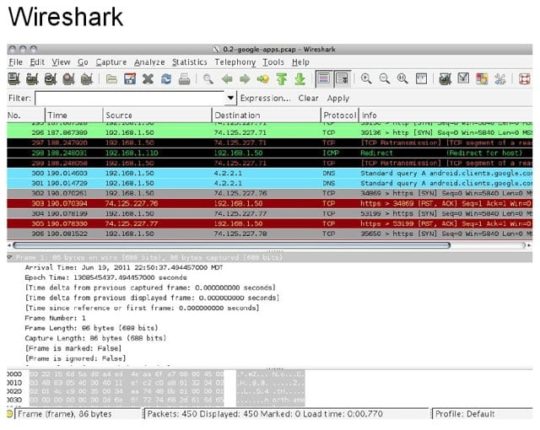 wireshark android traffic