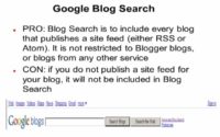 Google Blog Search: PROs and CONs