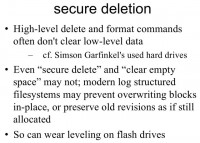 Findings on secure data deletion
