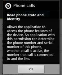 State and identity information is commonly requested by Android apps