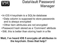 DataVault in iOS 4 environment