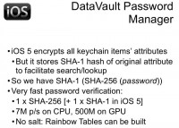 DataVault’s peculiarities on iOS 5