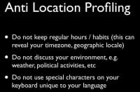 Avoid geographic profiling