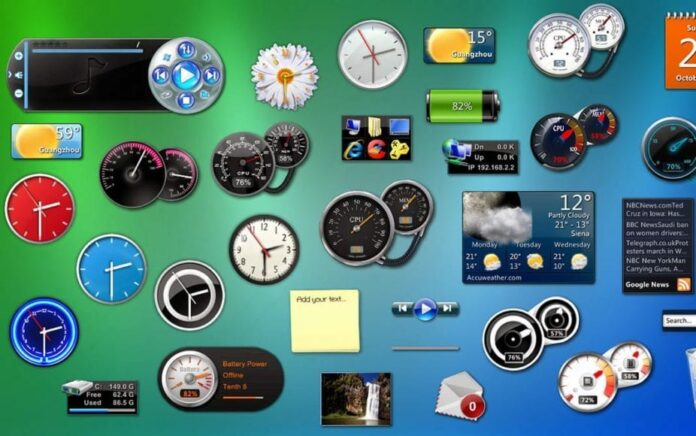 add clock gadget to desktop windows 10