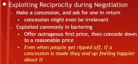 Exploiting reciprocity in negotiation scenarios