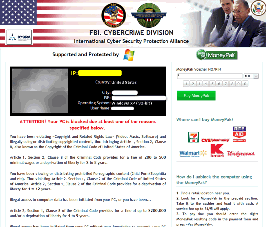 FBI Cybercrime Division phony block page