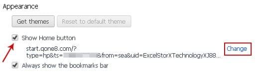 Change homepage under Appearance section