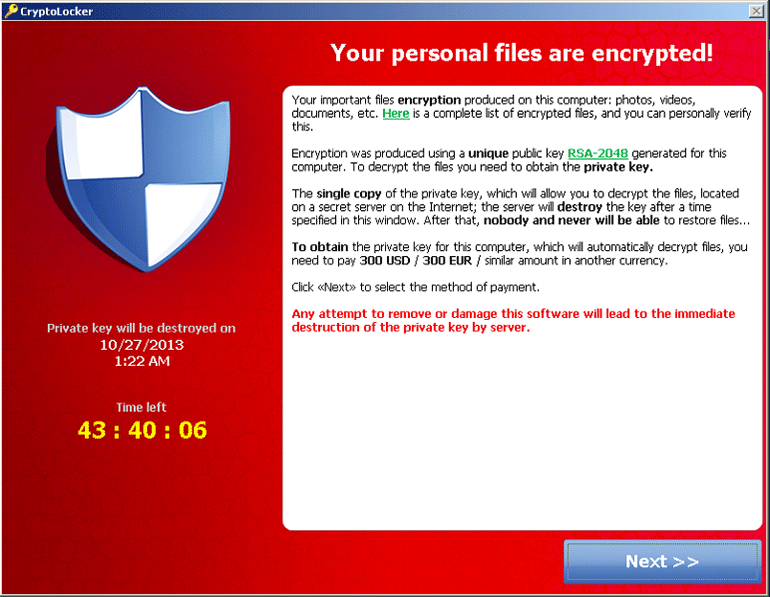 CryptoLocker, the original version