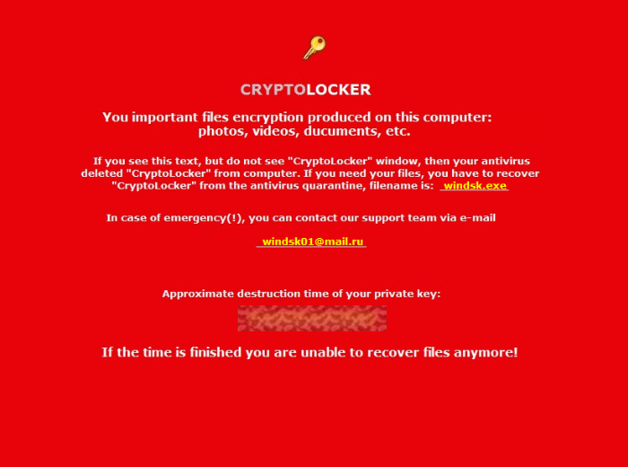 Alert displayed by PCLock, a competently designed CryptoLocker version