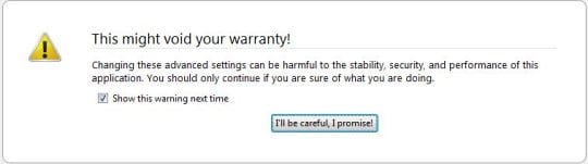 Firefox warning