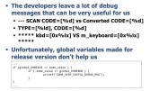 Debug messages in binaries