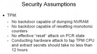 Security assumptions for TPM