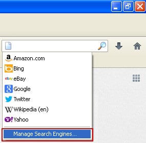 Trigger the Manage Search Engines interface