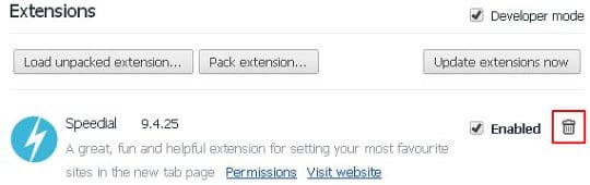 Remove the Speedial Chrome extension