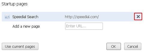 Delete Speedial from startup pages