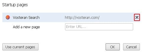 Delete Vosteran from startup pages