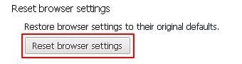Click on Reset browser settings button