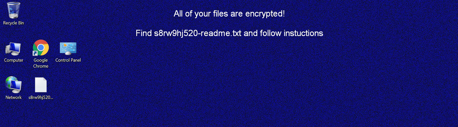 Desktop alert displayed by Sodinokibi ransomware