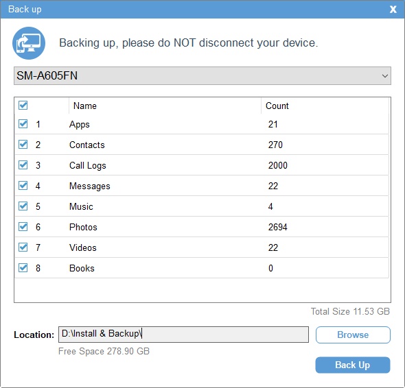 Backing up device data