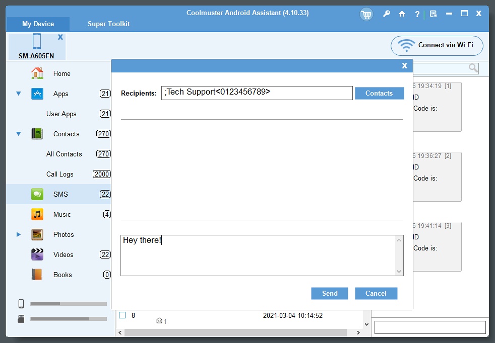 Sending text message using a PC