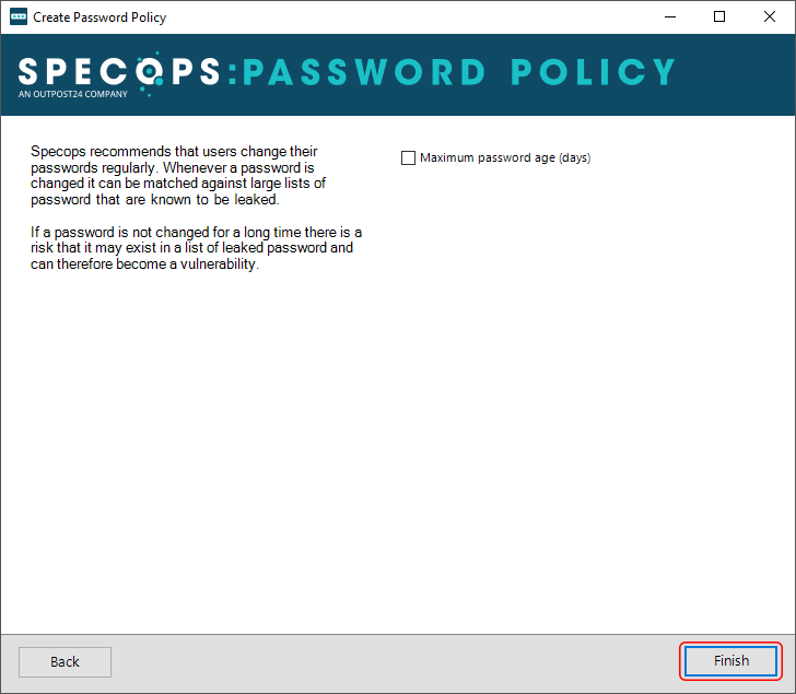 Password policy created